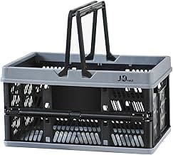 20 L Collapsible Shopping Basket, plastic basket, Basket with Handle, M (Black)