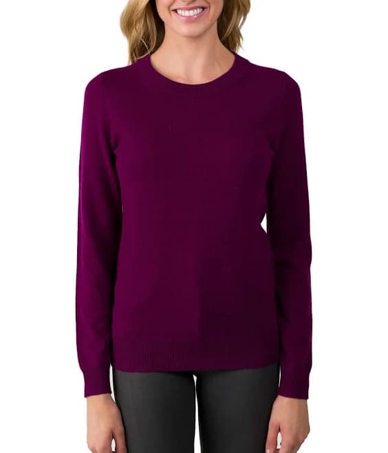 Jennie Liu Women's Pure Cashmere Long Sleeve Crew Neck Sweater