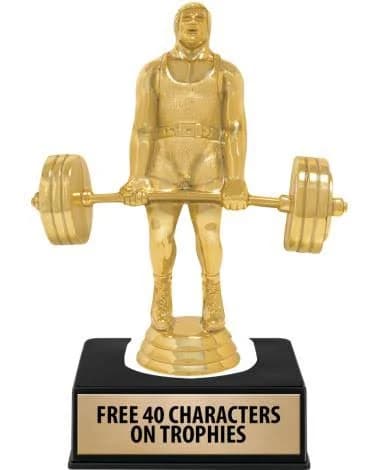 Partcipation Trophy On Luxury Black Base 5" Weightlifting Power Male Figure
