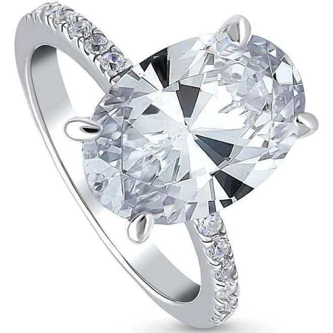 BERRICLE Sterling Silver Solitaire Hidden Halo Cubic Zirconia Wedding Engagement Ring