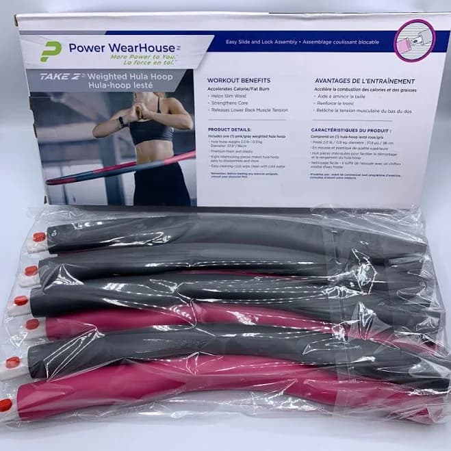 Power WearHouse Weighted Exercise Hula Hoop Pink & Black