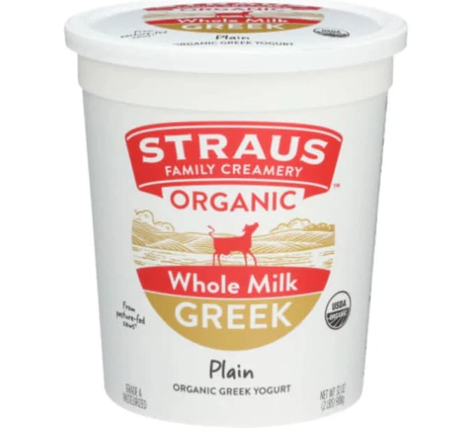 Straus Organic Plain Whole Greek Yogurt