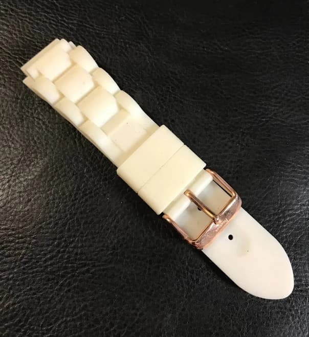 White Silicone Freelook Silicone Watchband Rose Gold Stainless Steel