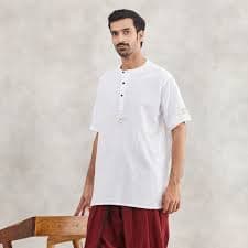 White Aum Organic Cotton Kurta for Men
