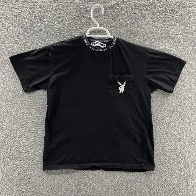 Playboy T Shirt Women Small Black Pacsun Logo Bunny Pocket Causal
