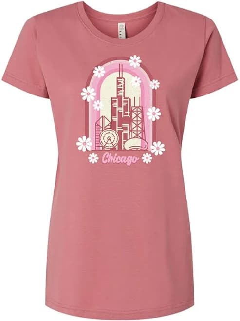 Chicago Women's Skyline Puff Floral Tee