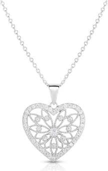 Macy's BeyondStyle Cubic Zirconia Heart Pendant Necklace in Silver Plate