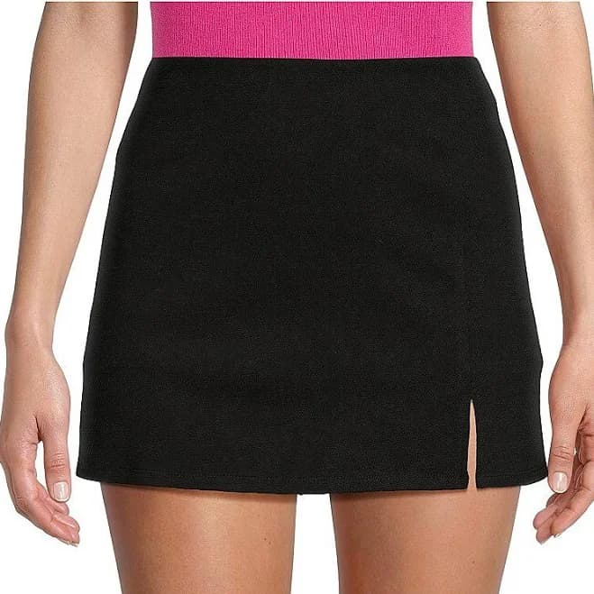 Copper Key Knit Front Slit Mini Skort