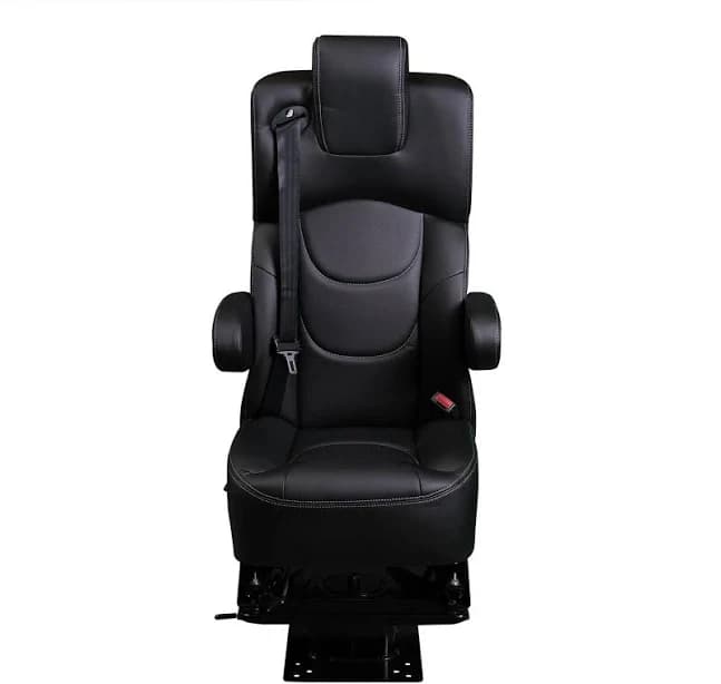 DOT-Rated 18" VIP Captain Seat with Swivel Base|Black Leather Touch Driver Side