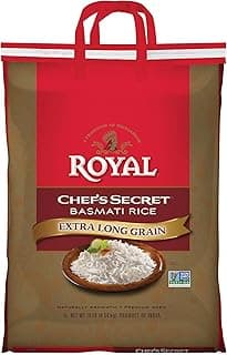 Royal Chef's Secret Basmati White Rice - Premium Extra Long Grain Basmati Rice - 10 lb Bag