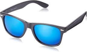Amazon.com: zeroUV Flat Matte Reflective Flash Color Lens Large Horn Rimmed Style Sunglasses - UV400 (Black Ice) : Clothing, Shoes & Jewelry
