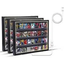 Black 24 in. x 31 in. Sports Card Display Frame Case with LED, Baseball Card Display Case, Card Display (3-P Horizontal)