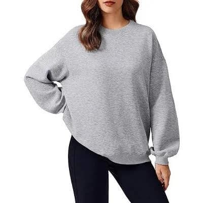 Women's Oversized Y2k Crewneck Sweatshirt with Side Pockets