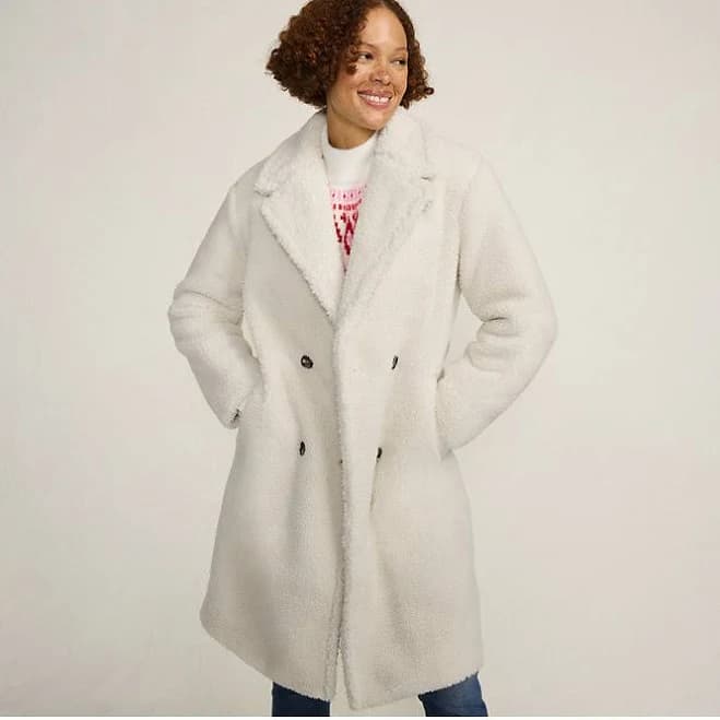 Lands' End Women's Double Breasted Sherpa Fleece Coat