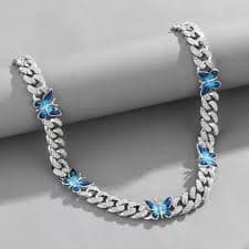 GKNET Hip Hop Colorful Enamel Butterfly Cuban Chain Necklace Bling Thick Heavy Chokers-12mm-Bracelet 8inch (20cm)-Silver - Walmart.com