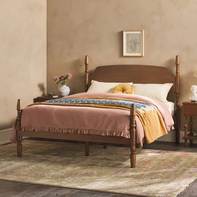 Vivienne Traditional Easy Assembly Solid Wood Spindle Bed Walker Edison