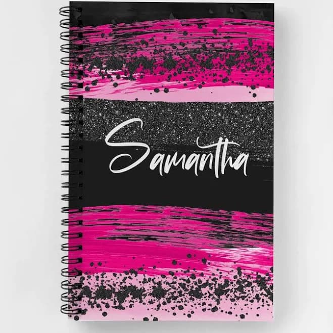 Personalized Spiral Notebook | Personalized Journal | Custom Journal Spiral Notebooks | Personalized Gifts | Hot Pink Brushstroke