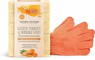 Tumeric & honey exfoliating soap bar set with exfoliating Gloves - Brightening body scrub Kit