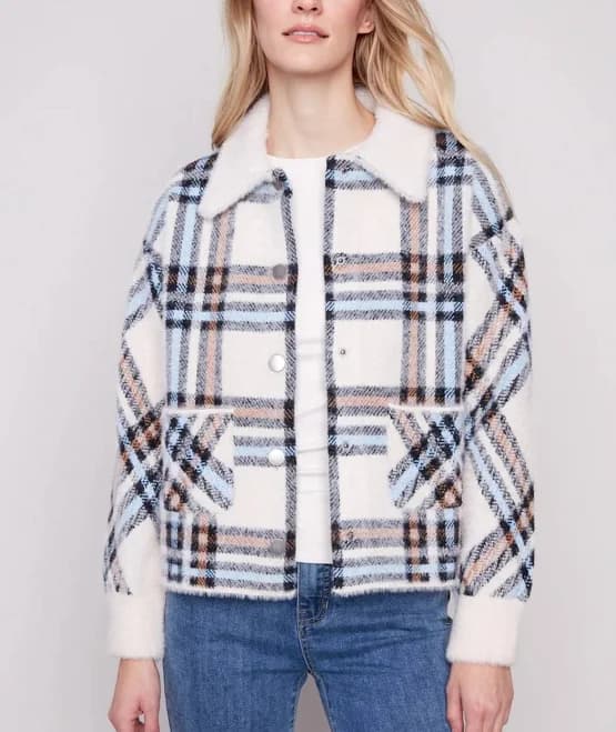 Charlie B Women's Brushed Plaid Snap Jacket