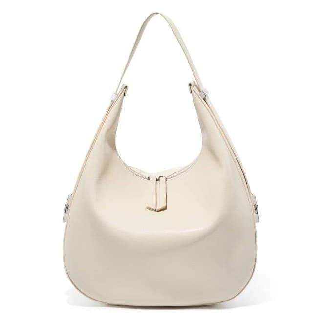 Minimalist Genuine Leather Crescent Underarm Handbag