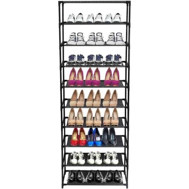 BTHTRCZ 10 Tiers Shoes Rack Storage Organizer,Metal Shoe Rack Holds 50 Pairs Shoe,Large Shoe Rack with Black Metal Frame for Entryway,Living Room