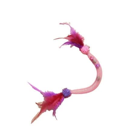 Penmahua Self-Play Interactive Cat Toy With Feathers And Catnip Elastic Rope Stretches Up To 15.75 Inches Purple Plastic Polyester Cat Entertainment