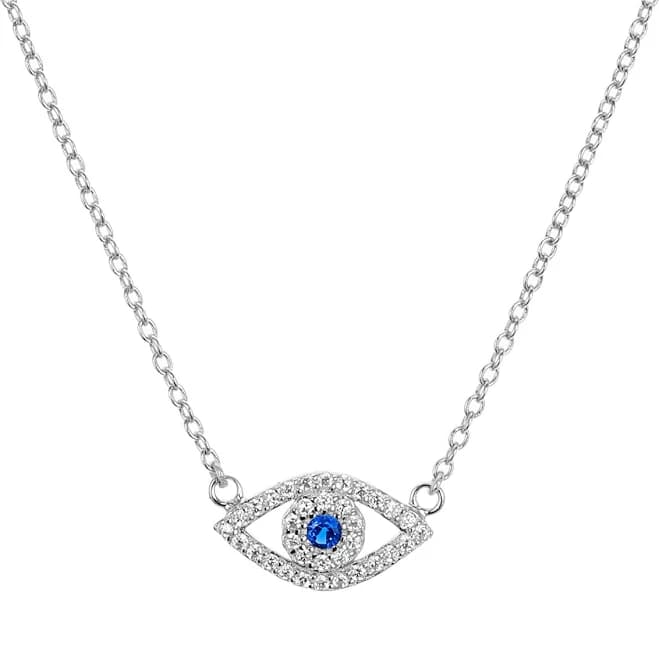 Aqua Sterling Silver Evil Eye Pendant Necklace