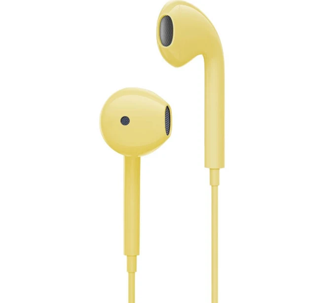 White Headphones Wired Earbuds with Volume Control and Built-In Microphone | 3.5mm Jack | In-Ear | Double Earpieces | For Android iOS