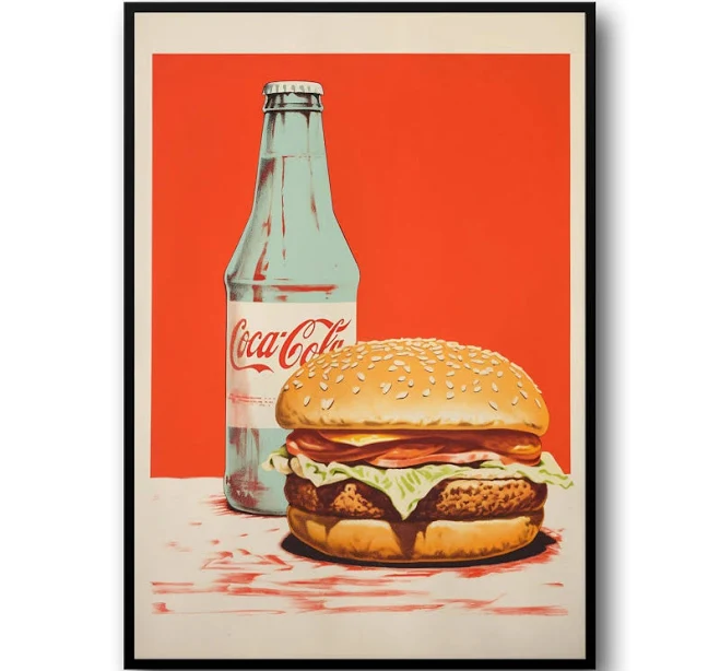 Coca Cola Vintage '70s Fast Food Advertising Retro Wall Art Poster