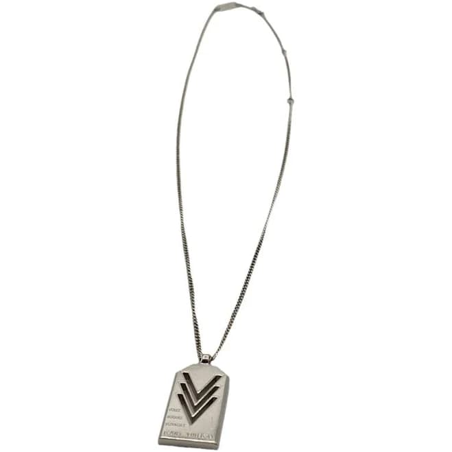LOUIS VUITTON Necklace: Silver DOG TAG Pendant
