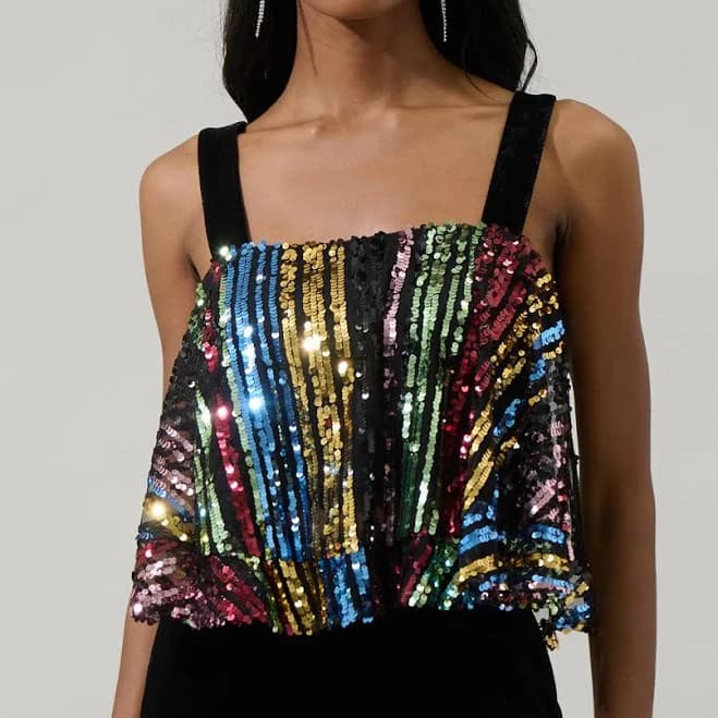 Sugarlips Jaen Striped Sequin Tank Top
