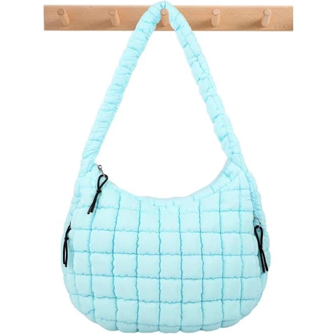 Quilted Puffer Nylon Hobo Tote Bag