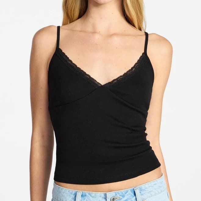 No Boundaries Lace Trim V-Neck Cami