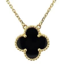 Van Cleef & Arpels Vintage Alhambra Necklace 18k Gold 18K Yellow Gold Onyx