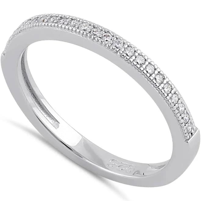 Sterling Silver CZ Thin Band Ring