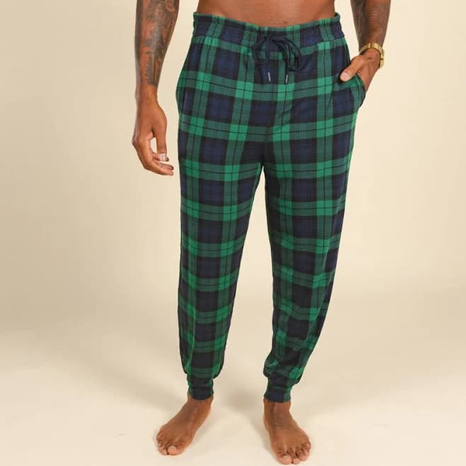 Shinesty Men's Tartan Plaid Pajama Joggers