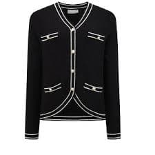 INSPIRE CHIC Women's V Neck Long Sleeve Button Down Contrast Trim Knit Ribbed Sweater Black X-Large : Target