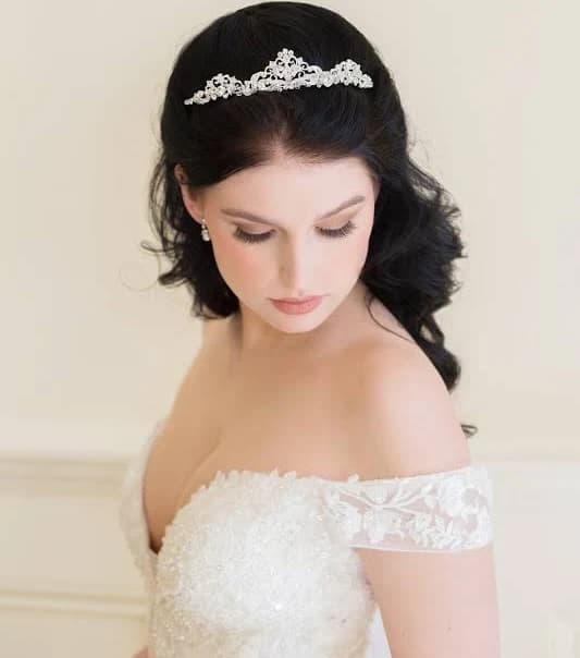 Camden Crystal Wedding Tiara in Rose Gold