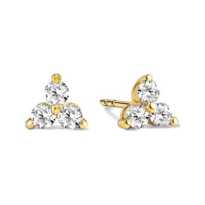 14K White Gold Tiny Clover Pavé Stud Earrings