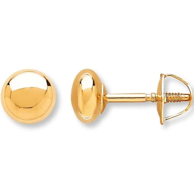 14K Yellow Gold Flat-Top Ball Earrings
