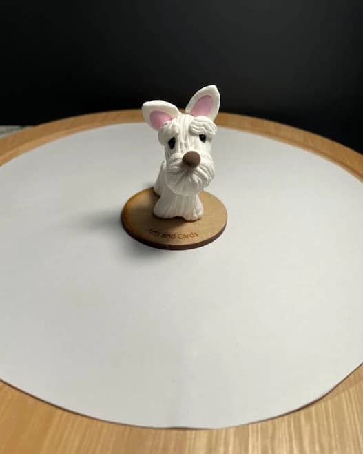 CLAY WHITE SCHNAUZER - Handmade Clay White Schnauzer - Cute Clay White Schnauzer - White Schnauzer Decoration