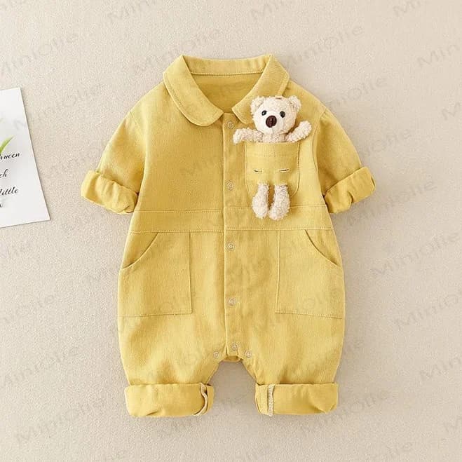 Miniolie Baby Lovely Bear Polo Collar Romper