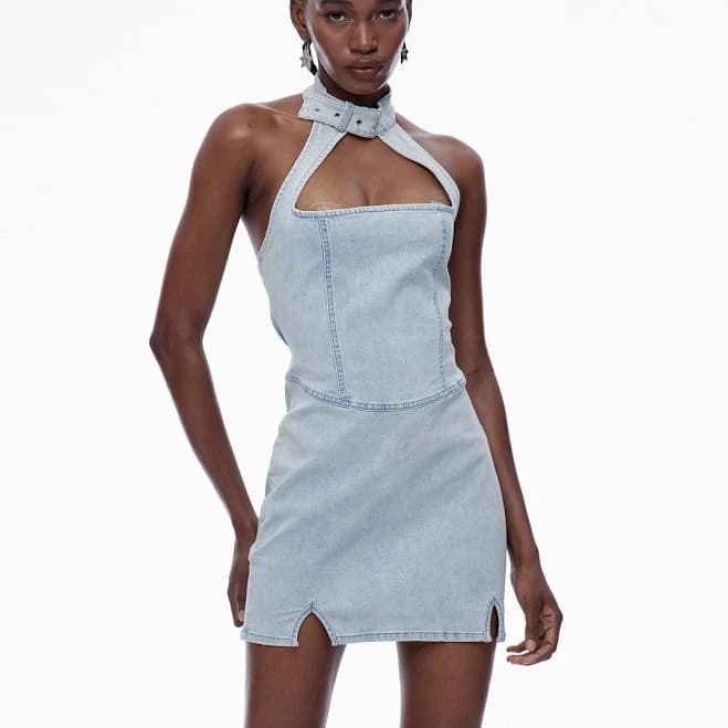 Innovare Denim Caratauc Cutout Denim Mini Dress