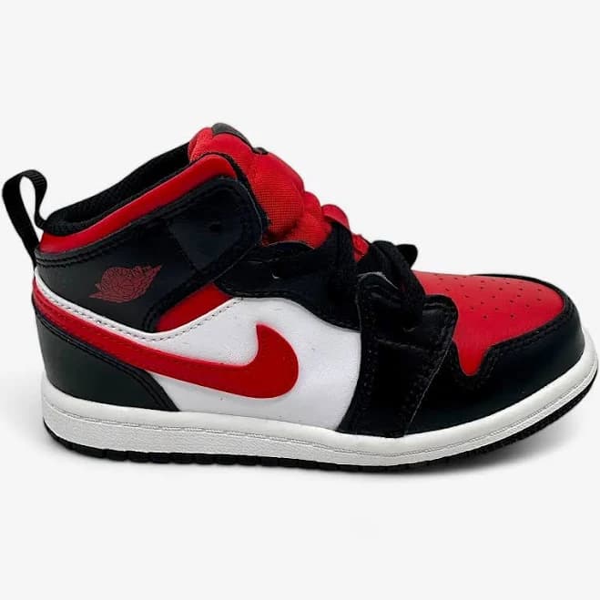 Jordan 1 Mid Td Black Fire Red White Baby Toddler Athletic Sneaker