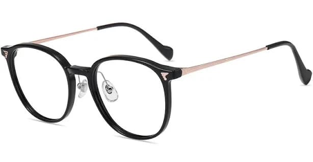 Firmoo Black Round Prescription Glasses Metal Frame TM32000