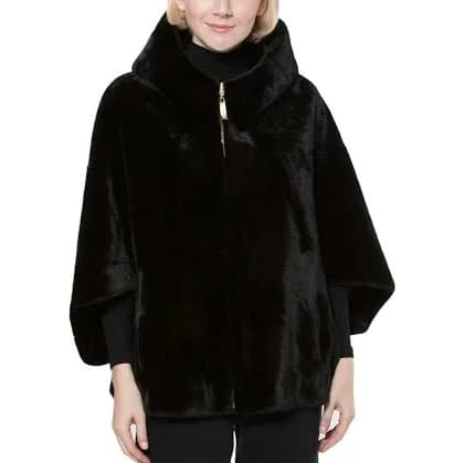 Lisbon Reversible Faux Mink Hooded Cape