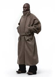 ASYMMETRICAL WOOL COAT EARTH GREEN – NO/FAITH STUDIOS