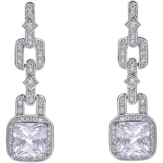 Cubic Zircon CZ Square Earrings