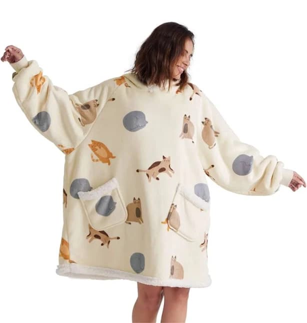 GentleSoft Cute Printed Patterns Sherpa Blanket Hoodie