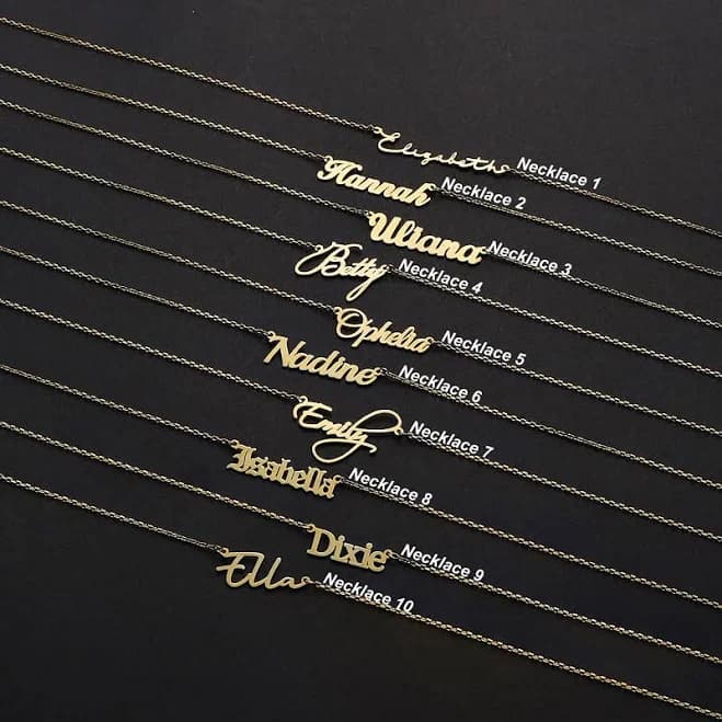 18K Gold Plated Cursive Nameplate Necklace